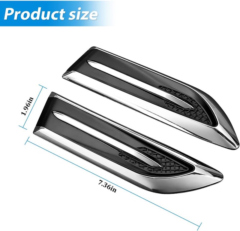 Sandfren 2PCS Car Hood Side Air Flow Intake Vent Trim, Self Adhesive Weatherproof Vehicle Grille Mudguard Side Stickers, Auto Exterior Decorative Accessories, Universal for SUV Sedan Truck - Image 2